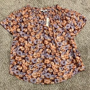 Madewell Smocked Mockneck Top In Floral Breeze